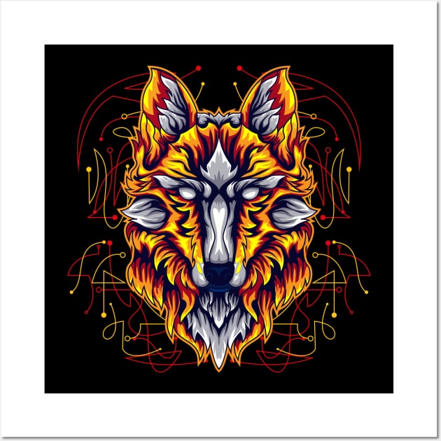 wolf fire rainbow Wall Art by SHINIGAMII